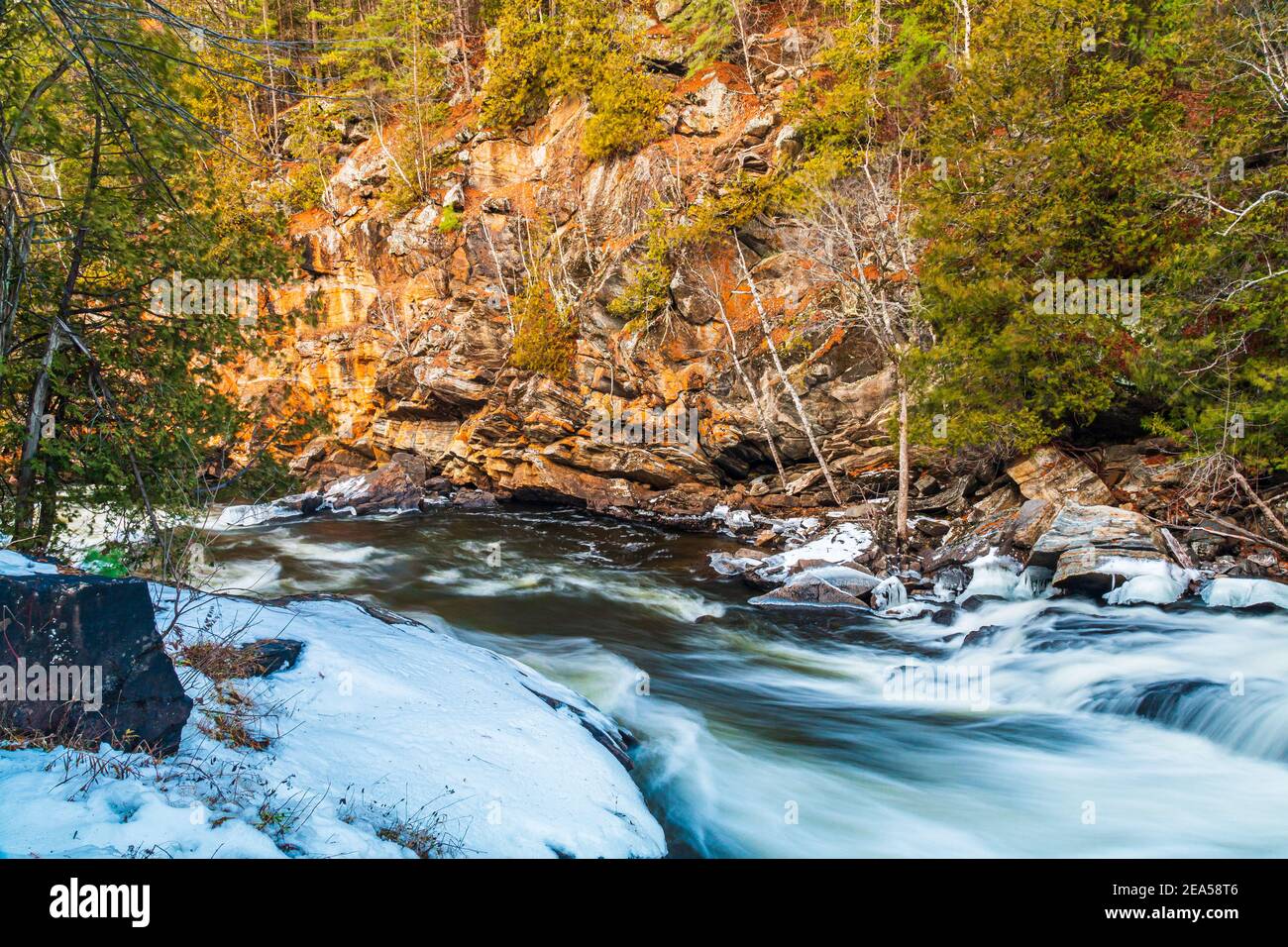 Egan Chutes Conservation Area Bancroft Ontario Kanada im Winter Stockfoto