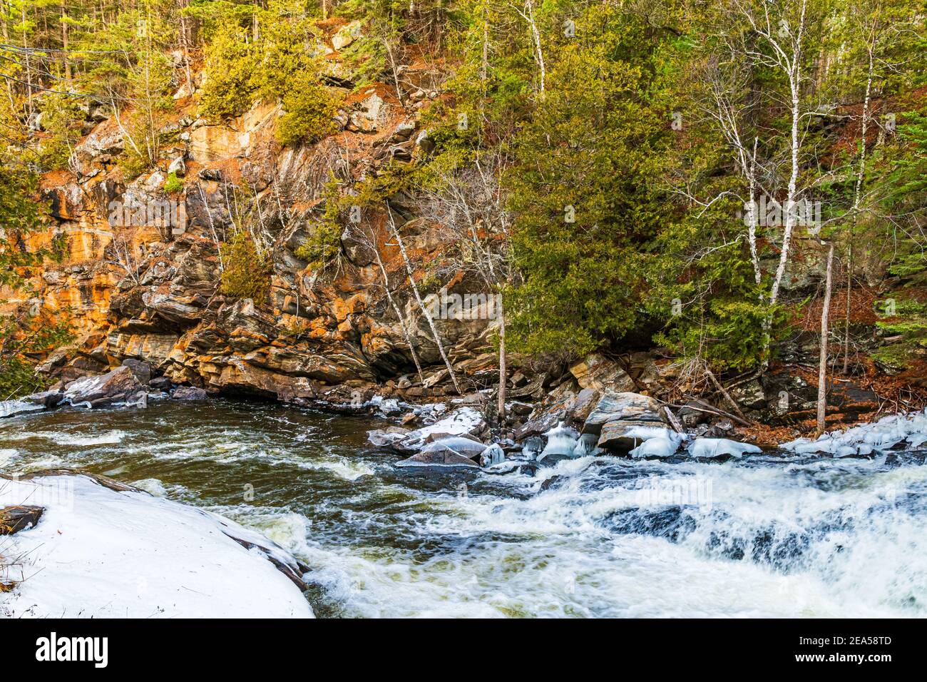 Egan Chutes Conservation Area Bancroft Ontario Kanada im Winter Stockfoto