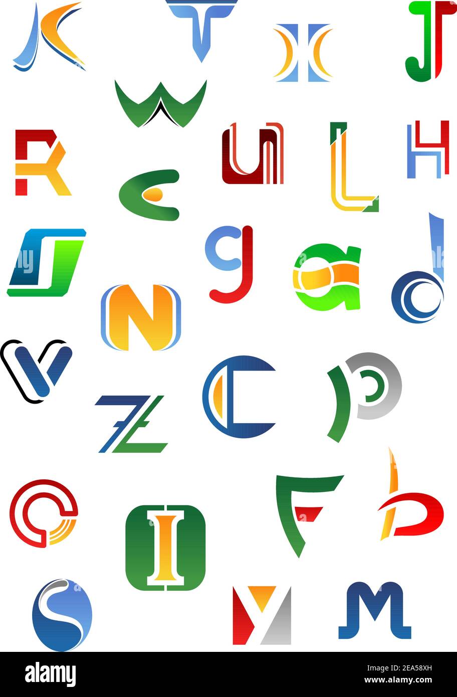 Buchstaben und Symbole von A bis Z für die Gestaltung Stock Vektor