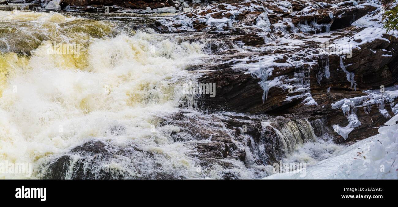 Egan Chutes Conservation Area Bancroft Ontario Kanada im Winter Stockfoto