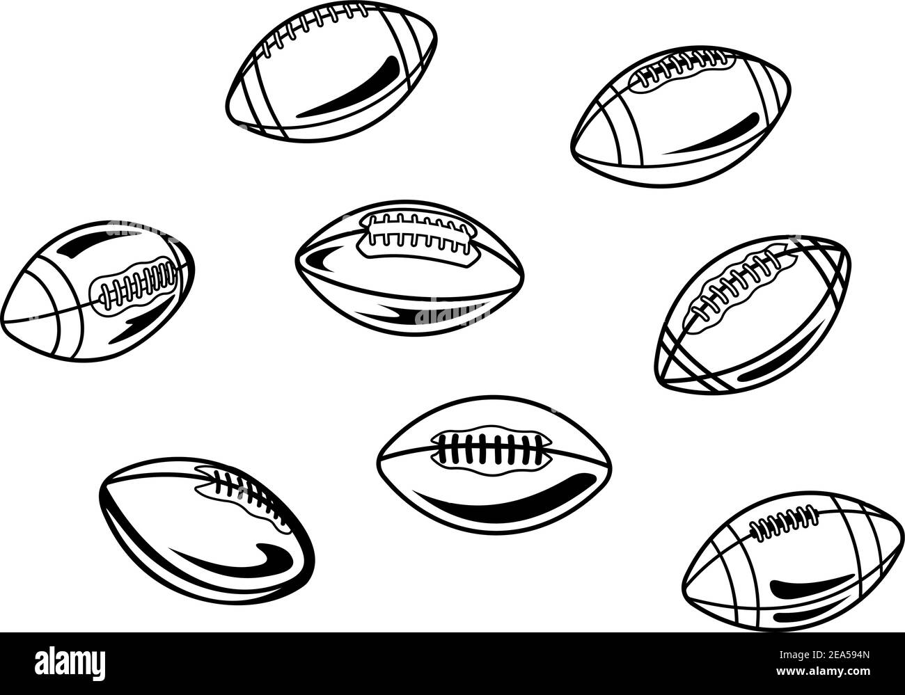 Rugby und american Football Bälle für Sport-Design Stock Vektor