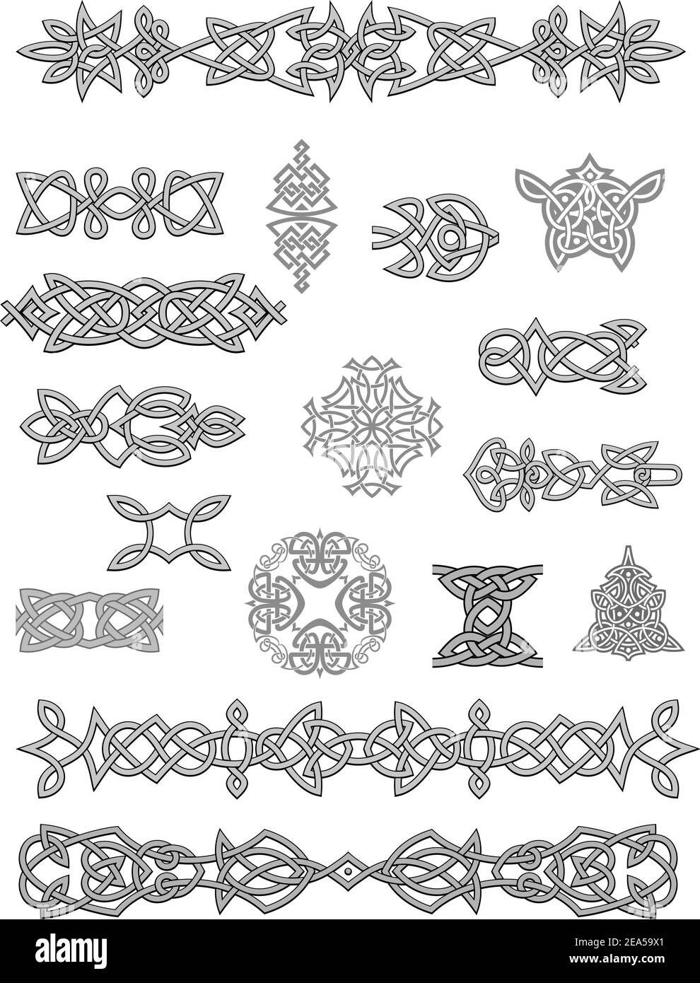 Keltische Ornamente und Verzierungen für Design und Dekoration Stock Vektor