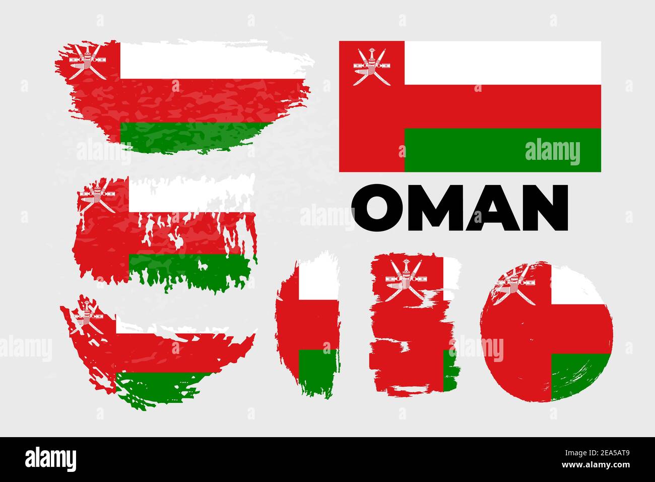 Horizontale abstrakte Grunge Gebürzte Flagge von Oman Stock Vektor