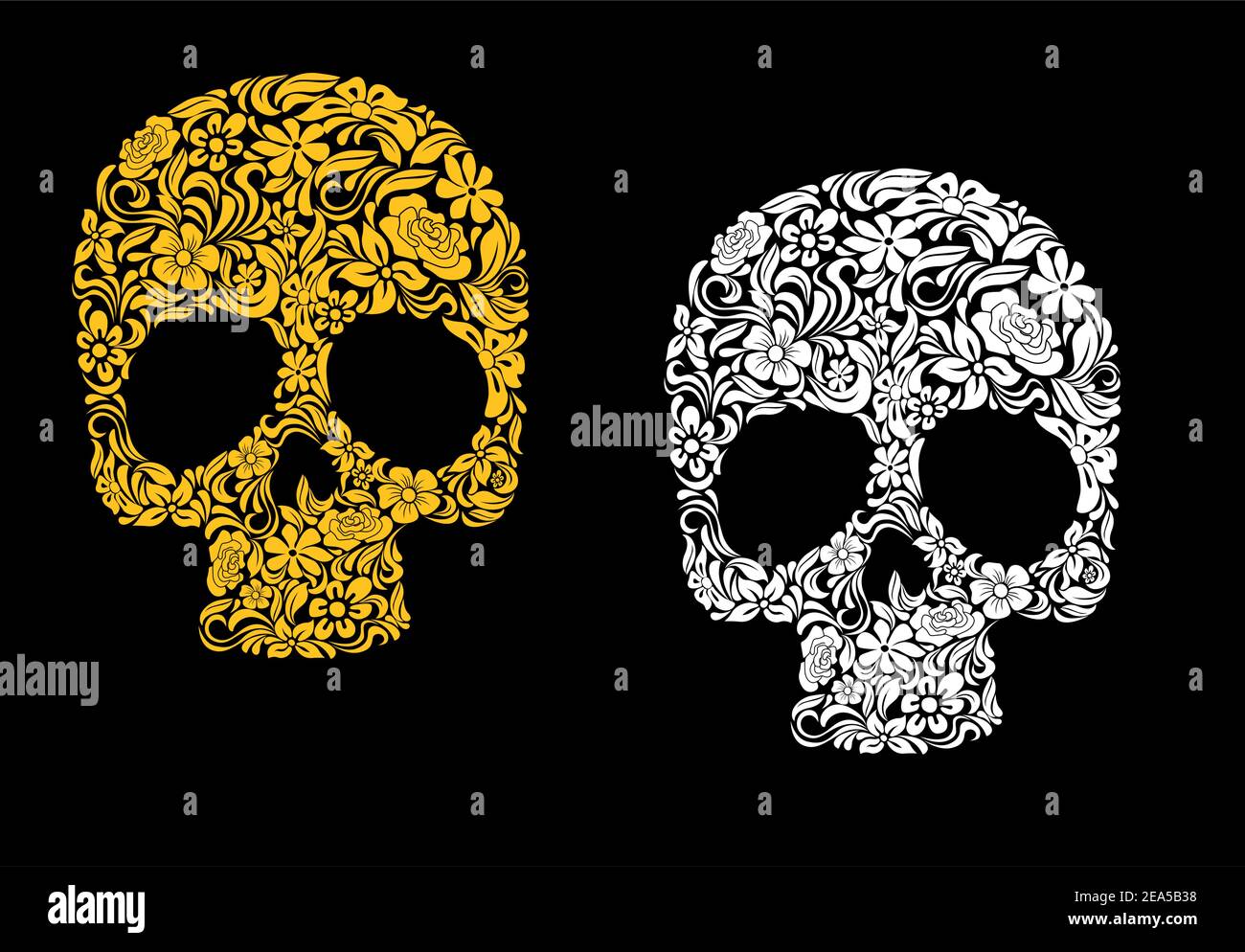 Blumiger Totenkopf Im Retro Stil Fur Okologie Konzeptdesign Stock Vektorgrafik Alamy