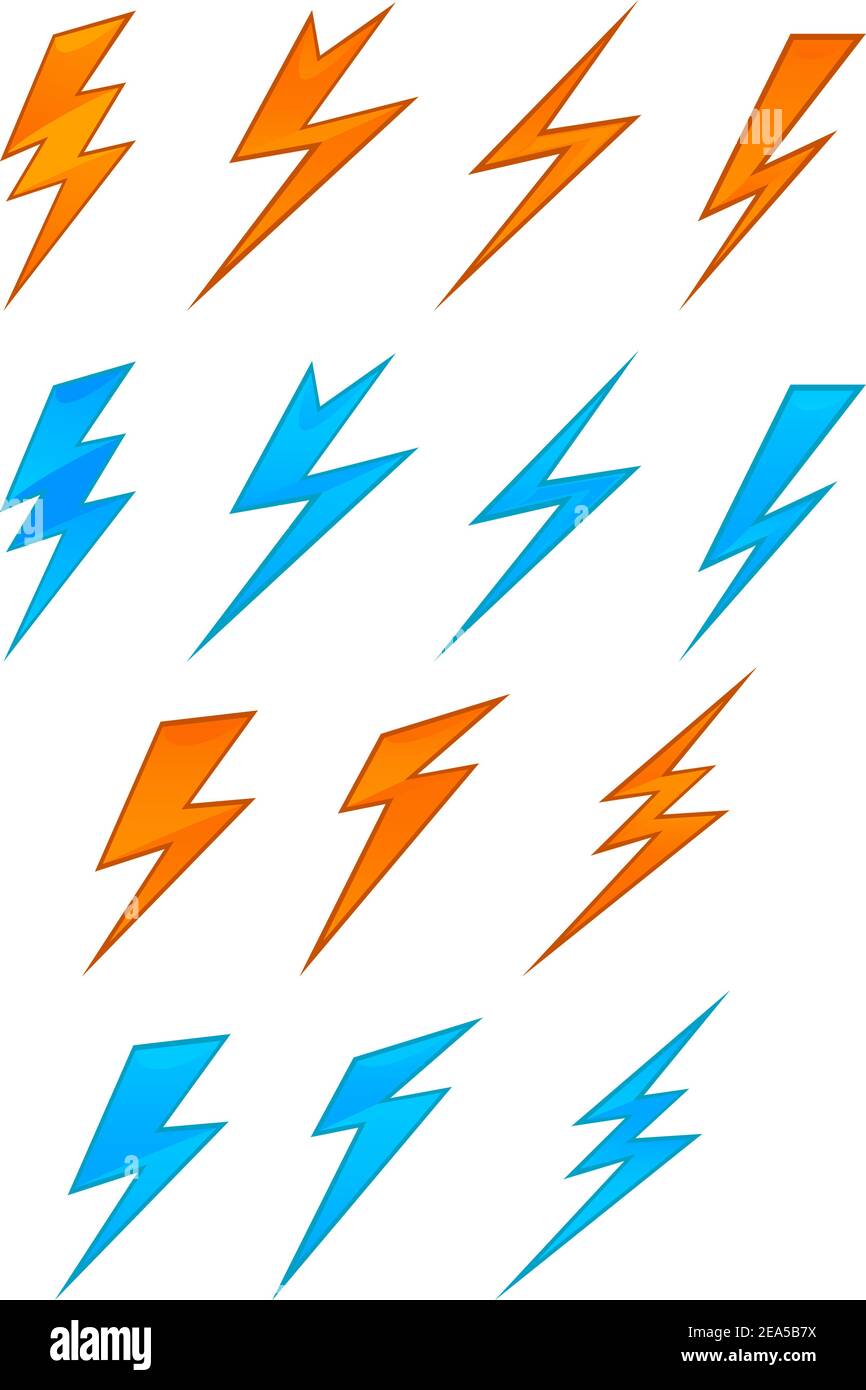 Blitzsymbole und Symbole auf weißem Hintergrund Stock Vektor
