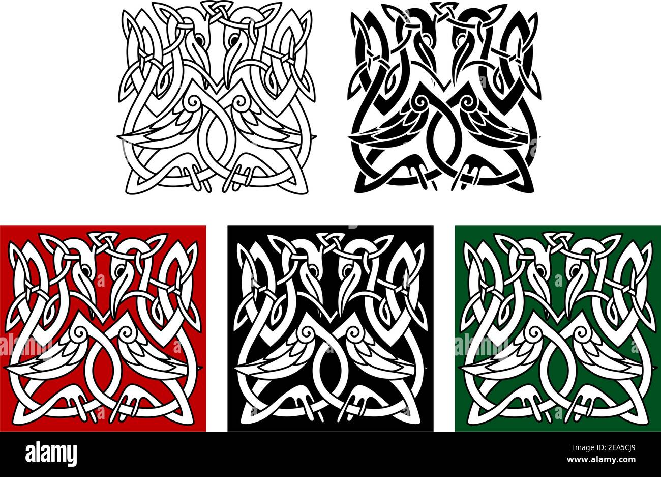 Reihervögel Ornament im keltischen Stil für Kulturdesign Stock Vektor