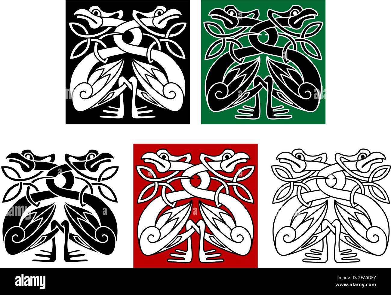 Wildvögel im keltischen Ornamentstil zum Design und Dekorieren Stock Vektor