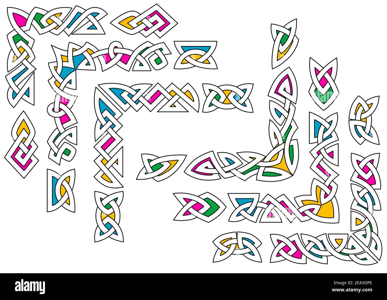 Keltische Ornamentmuster Set mit bunten Elementen für Design Stock Vektor