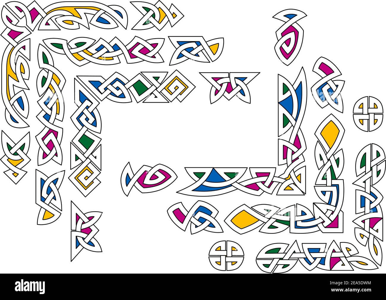 Keltisches Ornament mit bunten Zierelementen und Mustern Stock Vektor