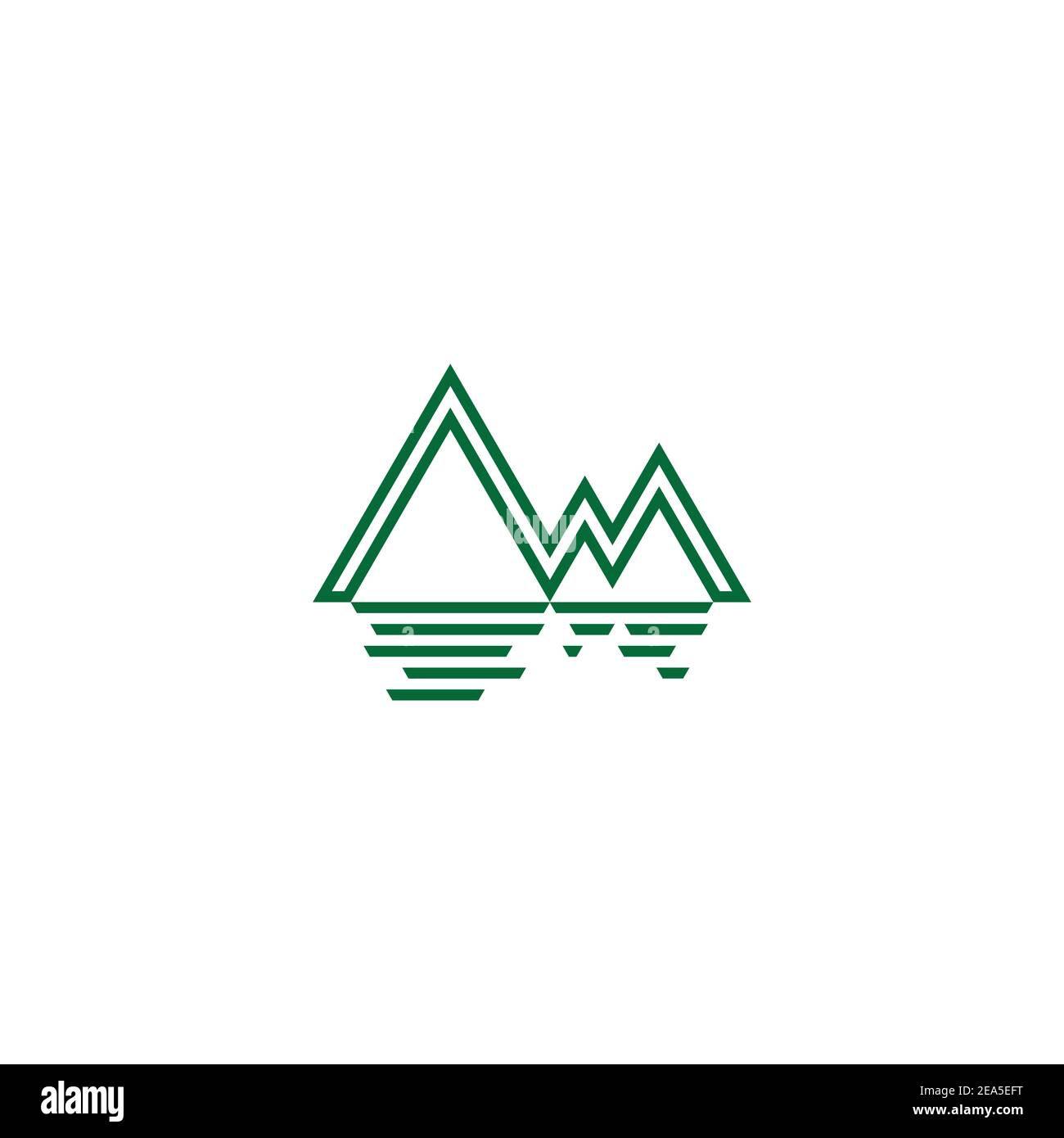 Grüne Bergsee einfache geometrische Logo Vektor Stock Vektor