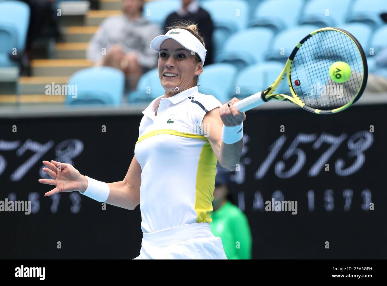 Tennis Australian Open Melbourne Park Melbourne Australien 8 Februar 2021 Bernarda Pera Aus Den Usa In Aktion Wahrend Ihres Ersten Spiels Gegen Die Deutsche Angelique Kerber Reuters Asanka Brendon Ratnayake Stockfotografie Alamy