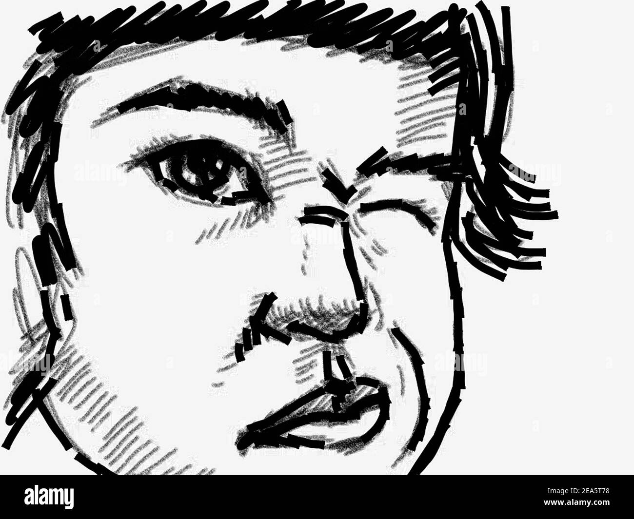 Kunst Zeichnung abstrakt, kopische Marker Farbe lustig Gesicht Mann Stockfoto