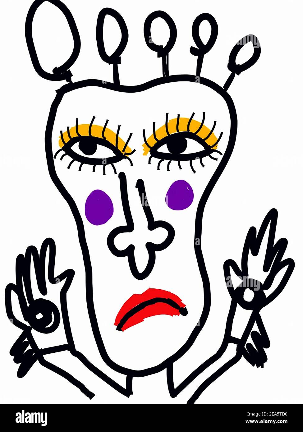 Zeichnung, Skizze, Hübsch, Verrückt, Monster Stockfoto