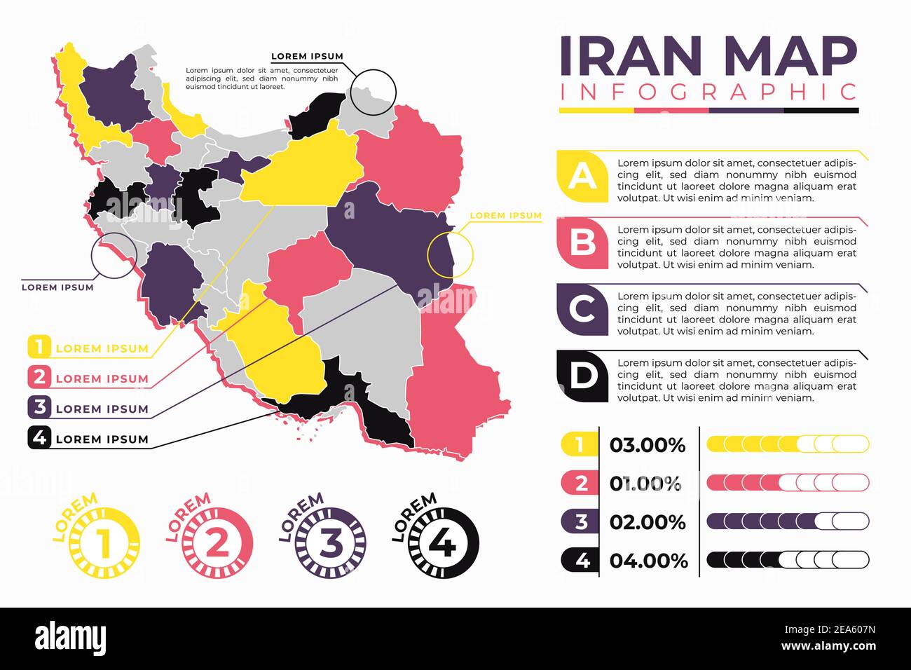 Iran Karte Infografiken Vektor Illustration. Stock Vektor