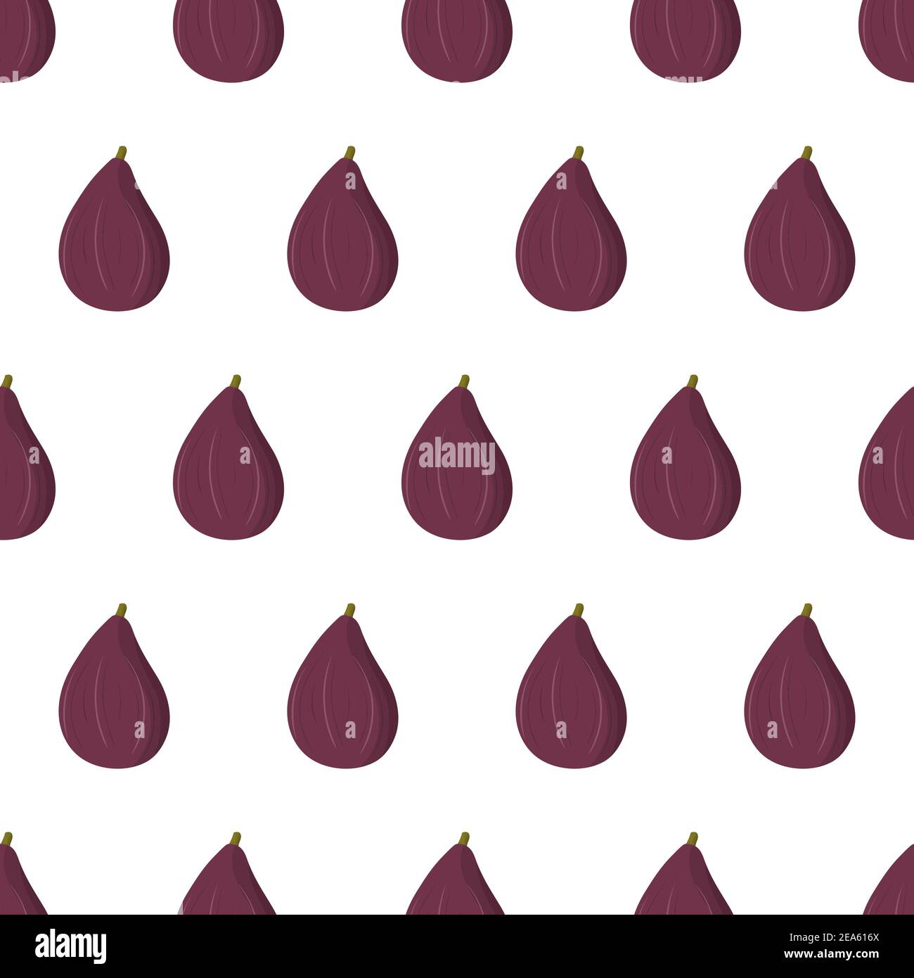 Nahtloses Muster auf weißem Hintergrund mit handgezeichneten Vektor lila Feigenfrucht. Gesunde Ernährung minimaler Hintergrund. Bio-Textil. Natürlicher Hintergrund. Struktur in Stoffdruck. Stock Vektor