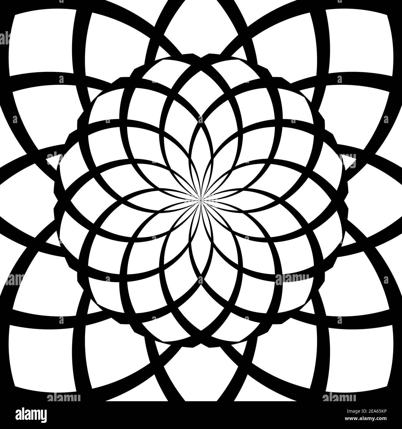 Vektor-Illustration von psychedelischen Spiralmuster. Schwarz und weiß abstrakt Volute konzentrischen Linien Tapete Textur. Schwindel geometrische Illusion, SWI Stock Vektor