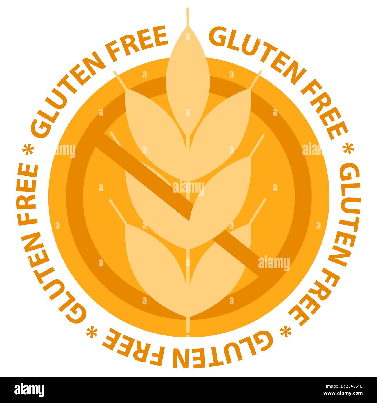 Glutenfreie Lebensmittelmarke auf weißem Hintergrund. Stockfoto