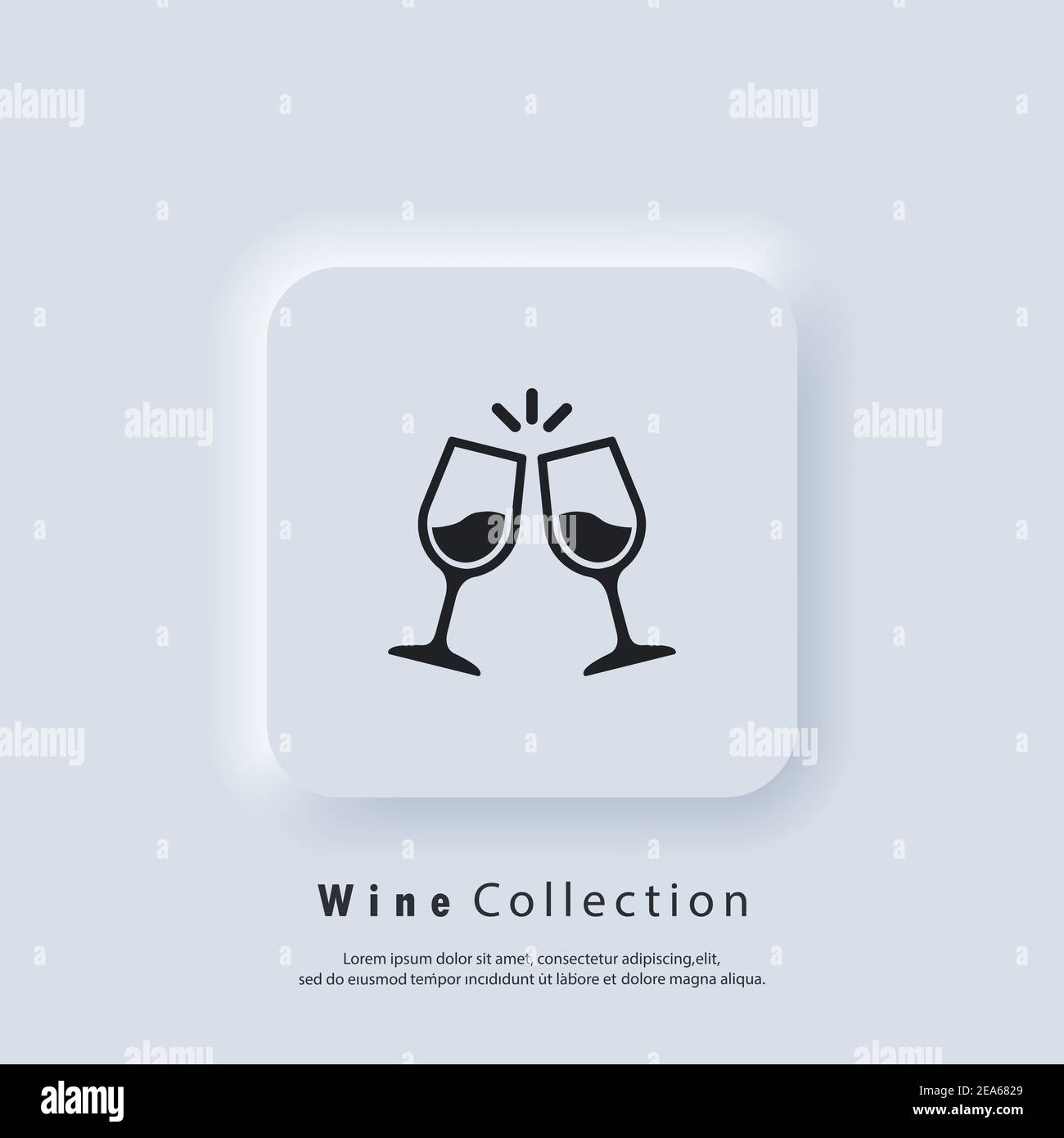 Glaspokalen Prost-Symbole. Weinikone. Vektor. Neumorphic UI UX White User Interface Web-Button. Neumorphismus Stock Vektor