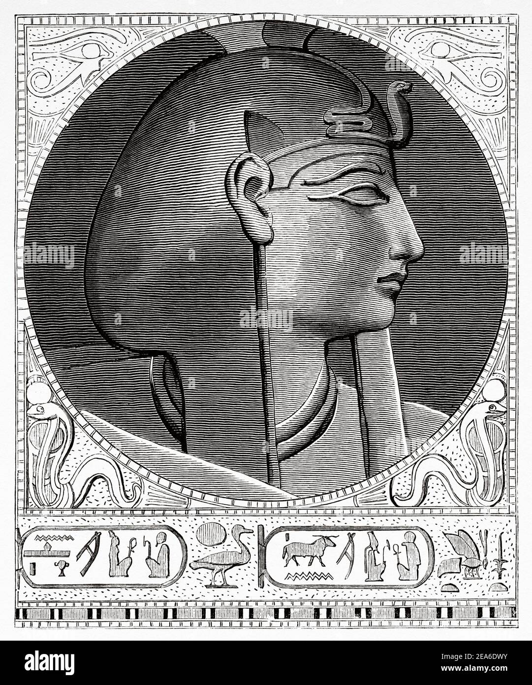 Porträt von Merenptah vierten pharao der XIX Dynastie. Alte Ägypten Geschichte. Alte 19th Jahrhundert gravierte Illustration von El Mundo Ilustrado 1879 Stockfoto