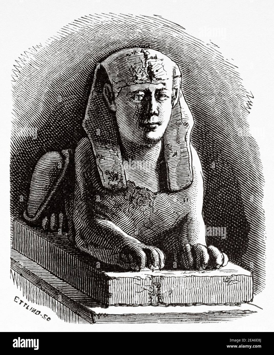 Serapeum Sphinx, Alexandria. Alte Ägypten Geschichte. Alte 19th Jahrhundert gravierte Illustration von El Mundo Ilustrado 1879 Stockfoto