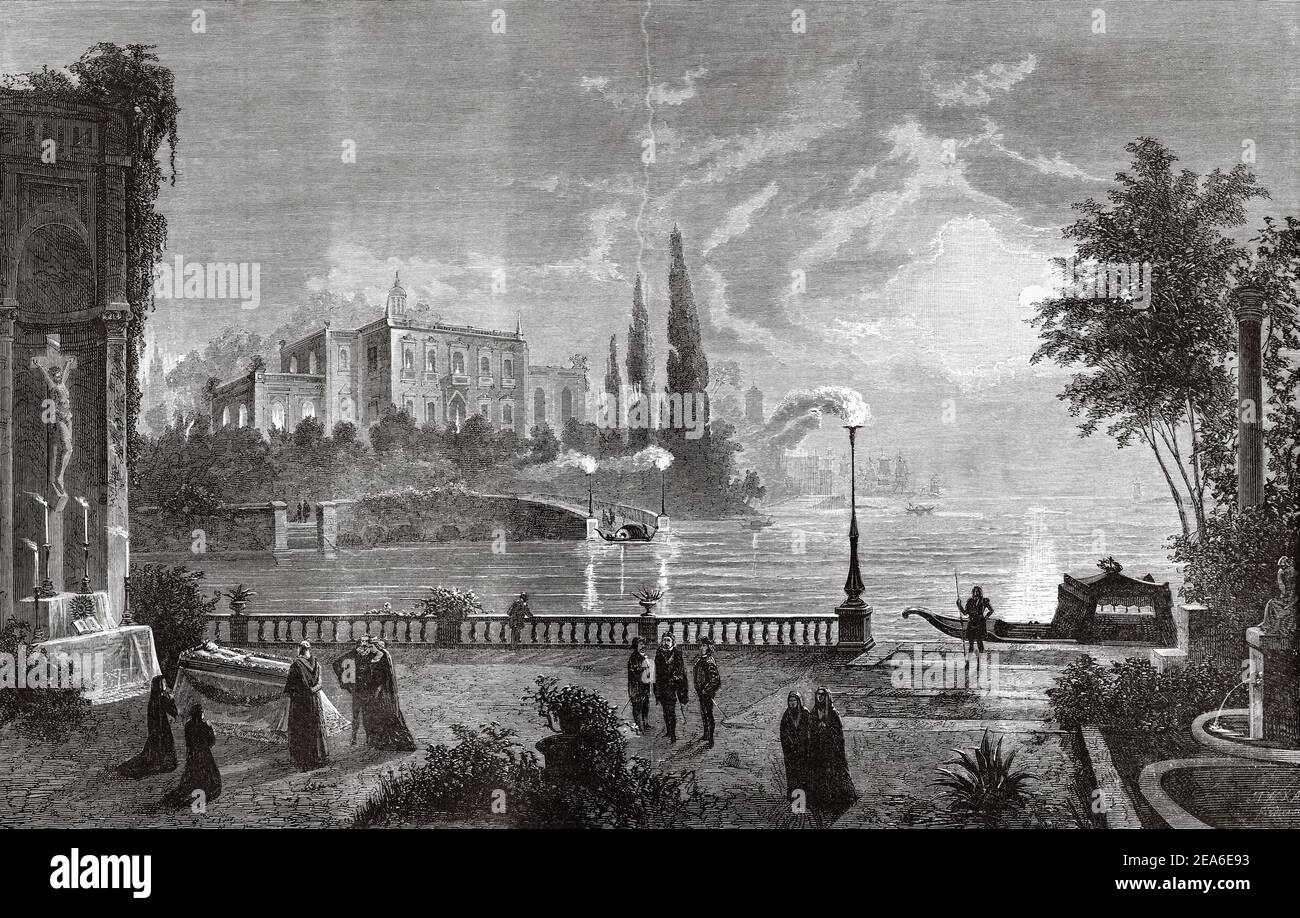 Beerdigung eines Adligen in Venedig, Italien. Europa. Alte 19th