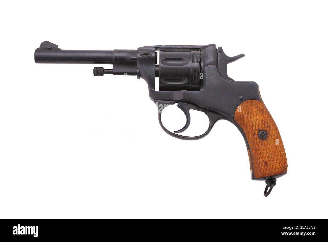 Russischer Oldtimer-Revolver (Revolver Nagant M1895) (Beispiel 1913). Zeitraum des Ersten Weltkriegs Stockfoto