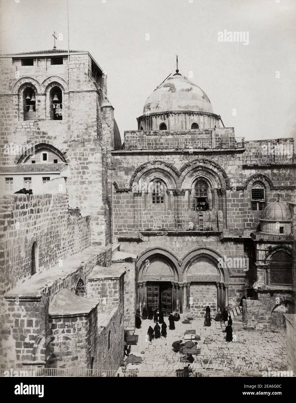 Jerusalem. Fassade der St. Sepulcre Kirche (Bonfils). Heiliges Land. 1880 Stockfoto