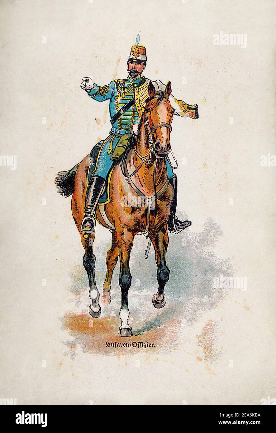 Königliche spanische Armee vor dem Ersten Weltkrieg.Spanische leichte Kavallerie, Husar. 1910s Stockfoto