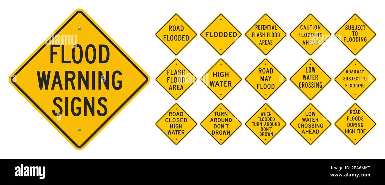 Vektor-Illustration der Flood Warning gelben Diamant Zeichen Stock Vektor