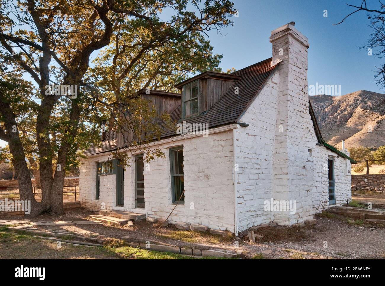 Frijole Ranch Geschichtsmuseum im Guadalupe Mountains National Park, Texas, USA Stockfoto