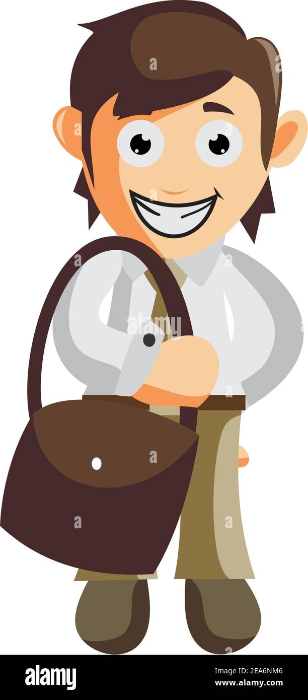 Business Mann bringen Tasche Cartoon Charakter Illustration Design Schaffung isoliert Stock Vektor