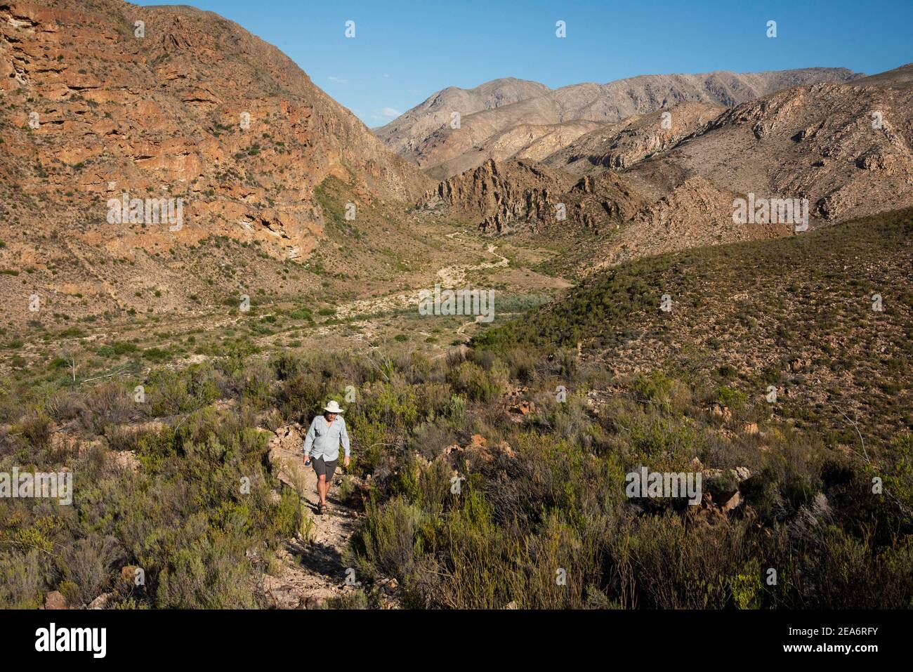 Wanderer, Baviaanskloof, Südafrika Stockfoto
