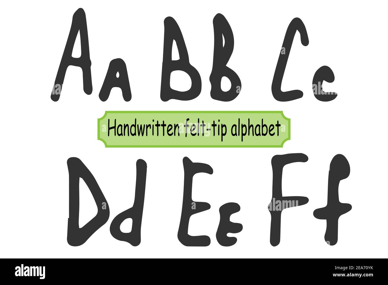 Handgeschriebenes Alphabet des Kindes - A, B, C, D, E, F Stock Vektor