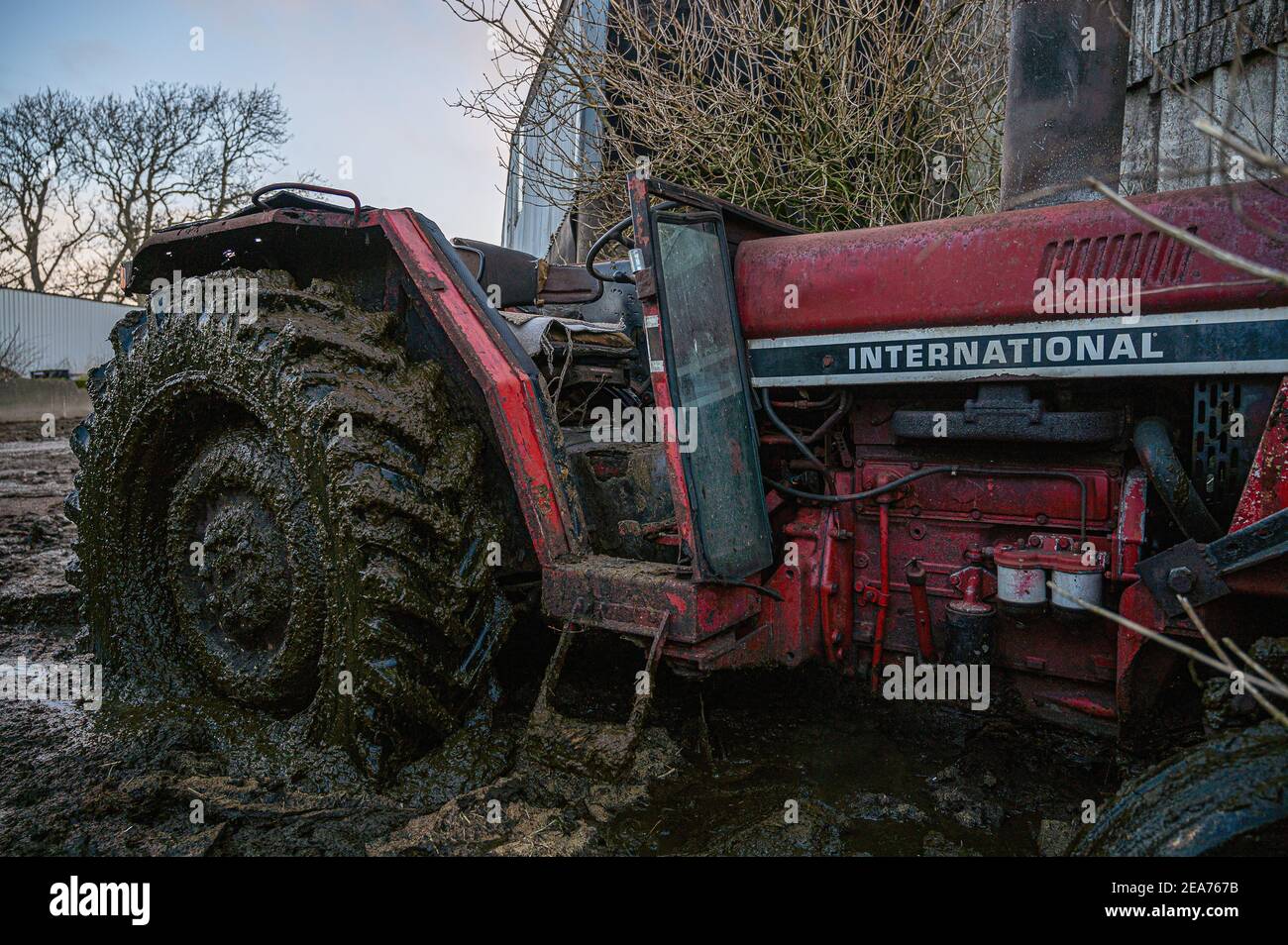 Alter Traktor, der ausmuckt! Stockfoto