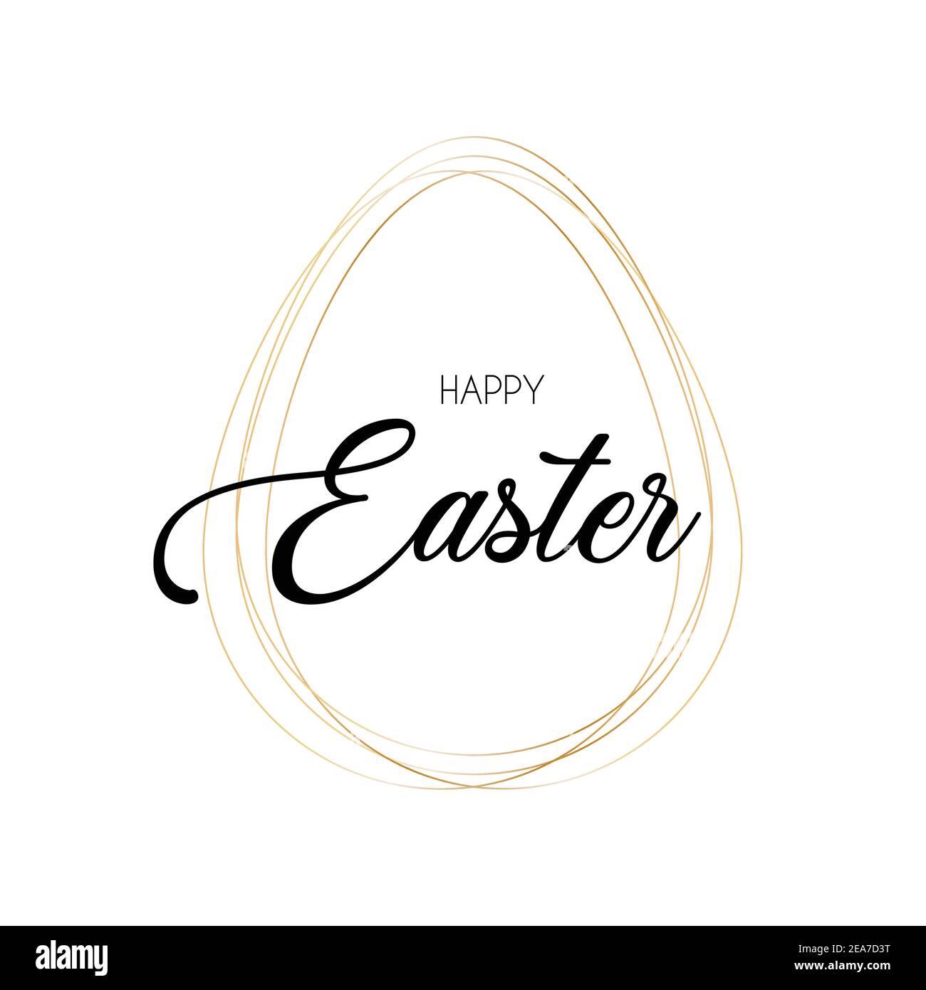 Frohe Ostern Gruß Hintergrund. Ei Form goldener Rahmen Vektor-Illustration Stock Vektor