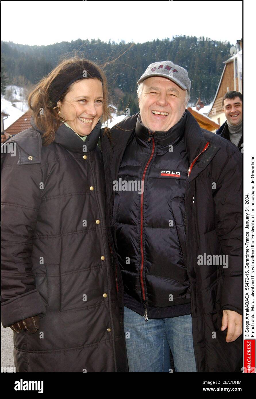 © Serge Arnal/ABACA. 55472-15. Gerardmer-Frankreich. Januar 31, 2004. Der französische Schauspieler Marc Jolivet und seine Frau besuchen das 'Festival du Film fantastique de Gerardmer'. Stockfoto