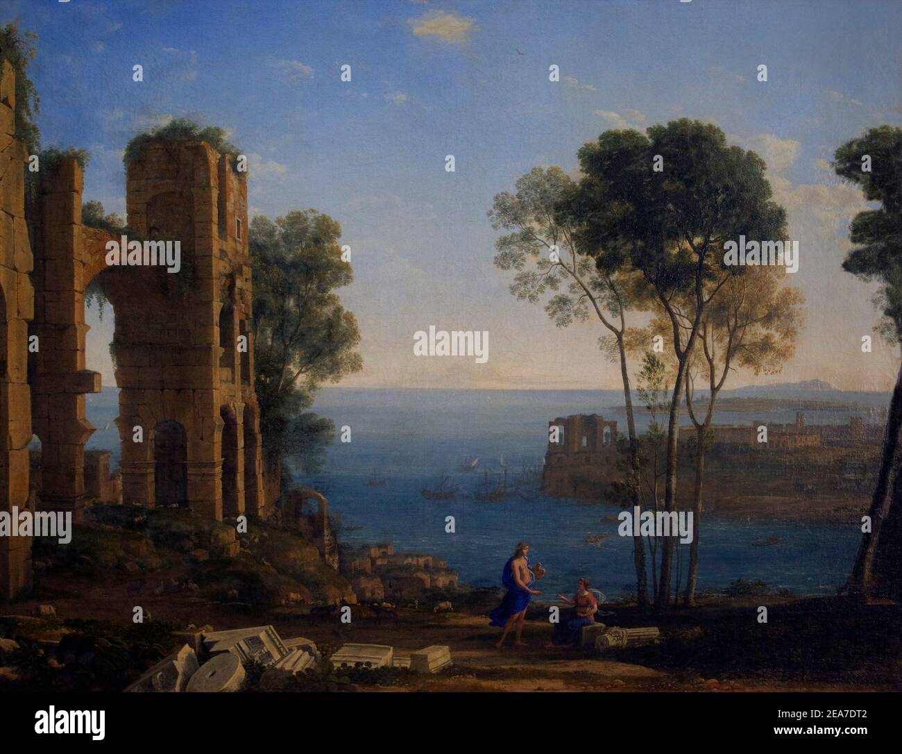 Blick auf die Küste mit Apollo und dem Cumaean Sibyl, Claude Lorrain, 1645-1649, Hermitage State Museum, Sankt Petersburg, Russland Stockfoto