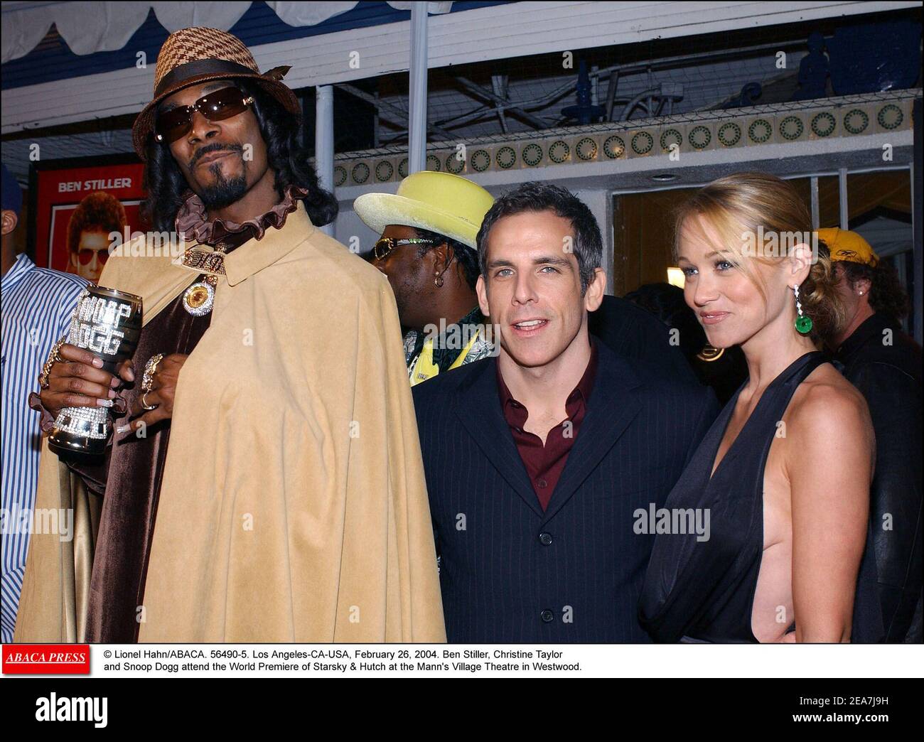 © Lionel Hahn/ABACA. 56490-5. Los Angeles-CA-USA, 26. Februar 2004. Ben Stiller, Christine Taylor und Snoop Dogg besuchen die Weltpremiere von Starsky & Hutch im Mann's Village Theatre in Westwood. Stockfoto