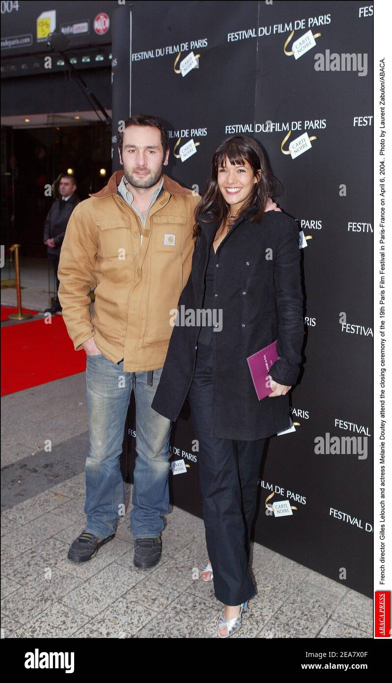 Der französische Regisseur Gilles Lellouche und die Schauspielerin Melanie Doutey nehmen am 6. April 2004 an der Abschlussfeier des Pariser Filmfestivals 19th in Paris-Frankreich Teil. Foto von Laurent Zabulon/ABACA. Stockfoto