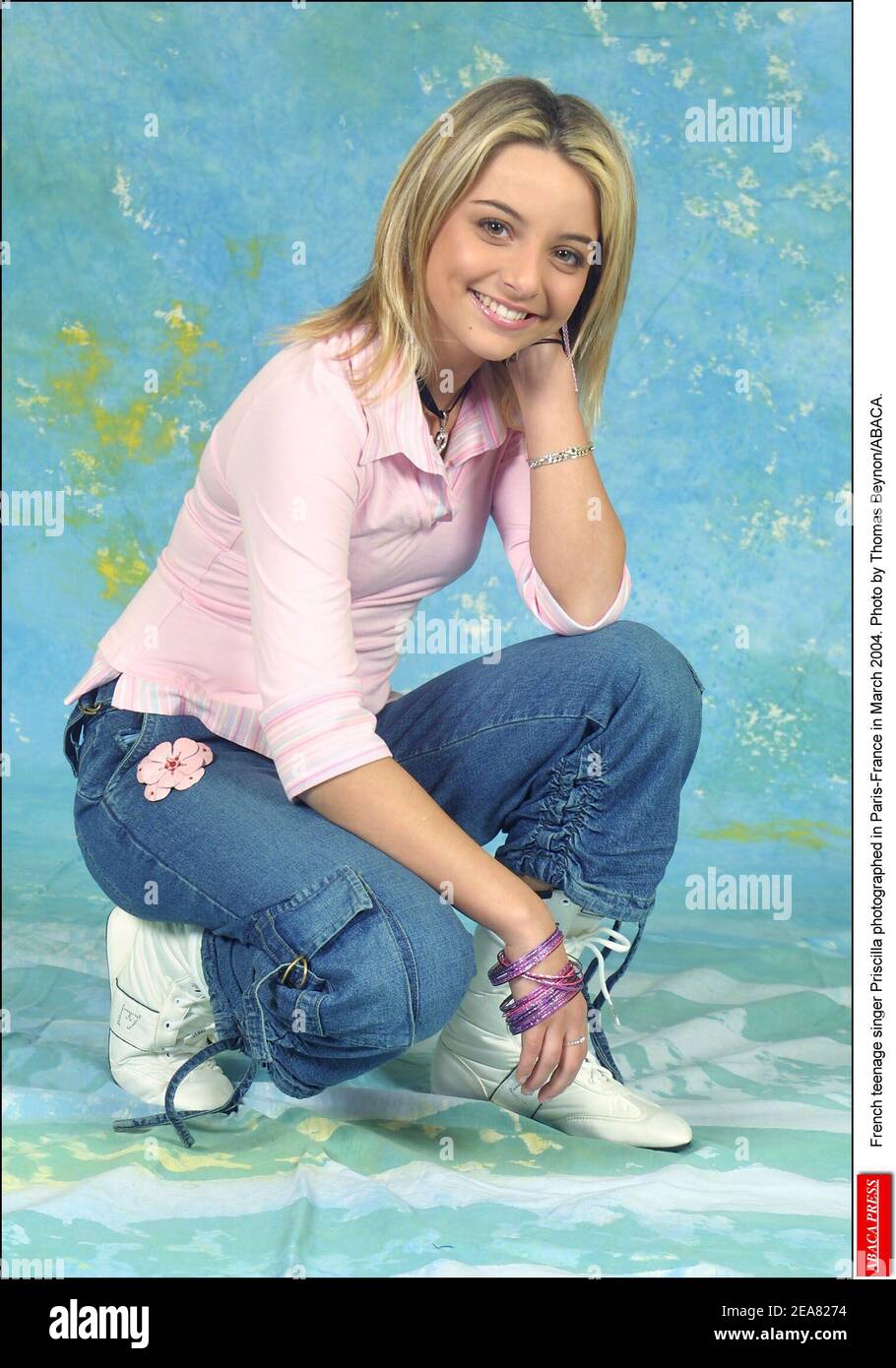 Französische Teenager-Sängerin Priscilla fotografiert in Paris-Frankreich im März 2004. Foto von Thomas Beynon/ABACA. Stockfoto