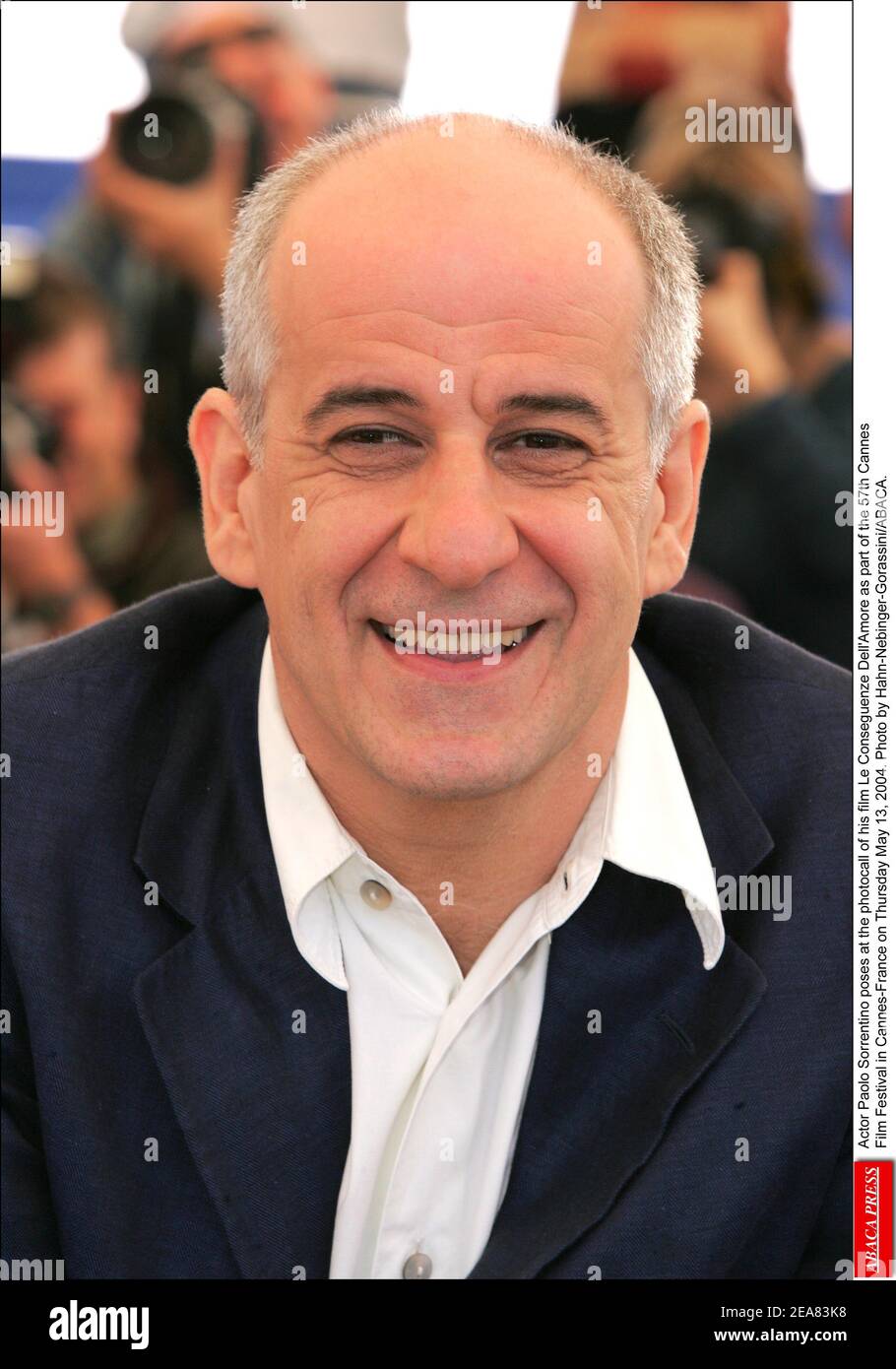 Schauspieler Paolo Sorrentino posiert beim Fotocall seines Films Le conseguenze Dell'Amore im Rahmen der Filmfestspiele von Cannes 57th in Cannes-Frankreich am Donnerstag, den 13. Mai 2004. Foto von Hahn-Nebinger-Gorassini/ABACA. Stockfoto