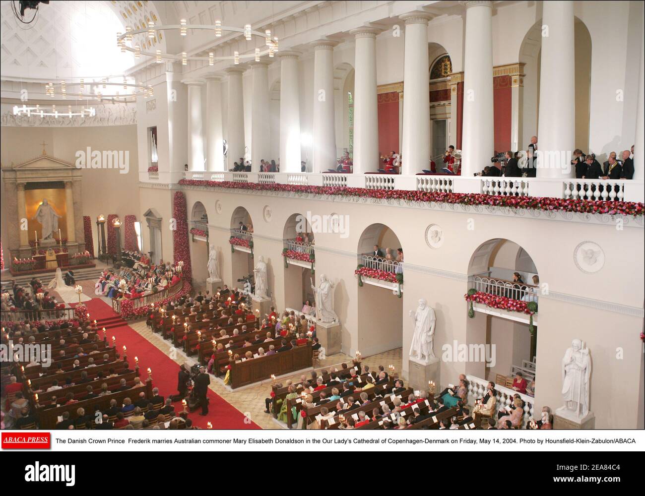 Der dänische Kronprinz Frederik heiratet am Freitag, den 14. Mai 2004, die australische Bürgerin Mary Elisabeth Donaldson in der Kathedrale unserer Lieben Frau in Kopenhagen-Dänemark. Foto von Hounsfield-Klein-Zabulon/ABACA Stockfoto