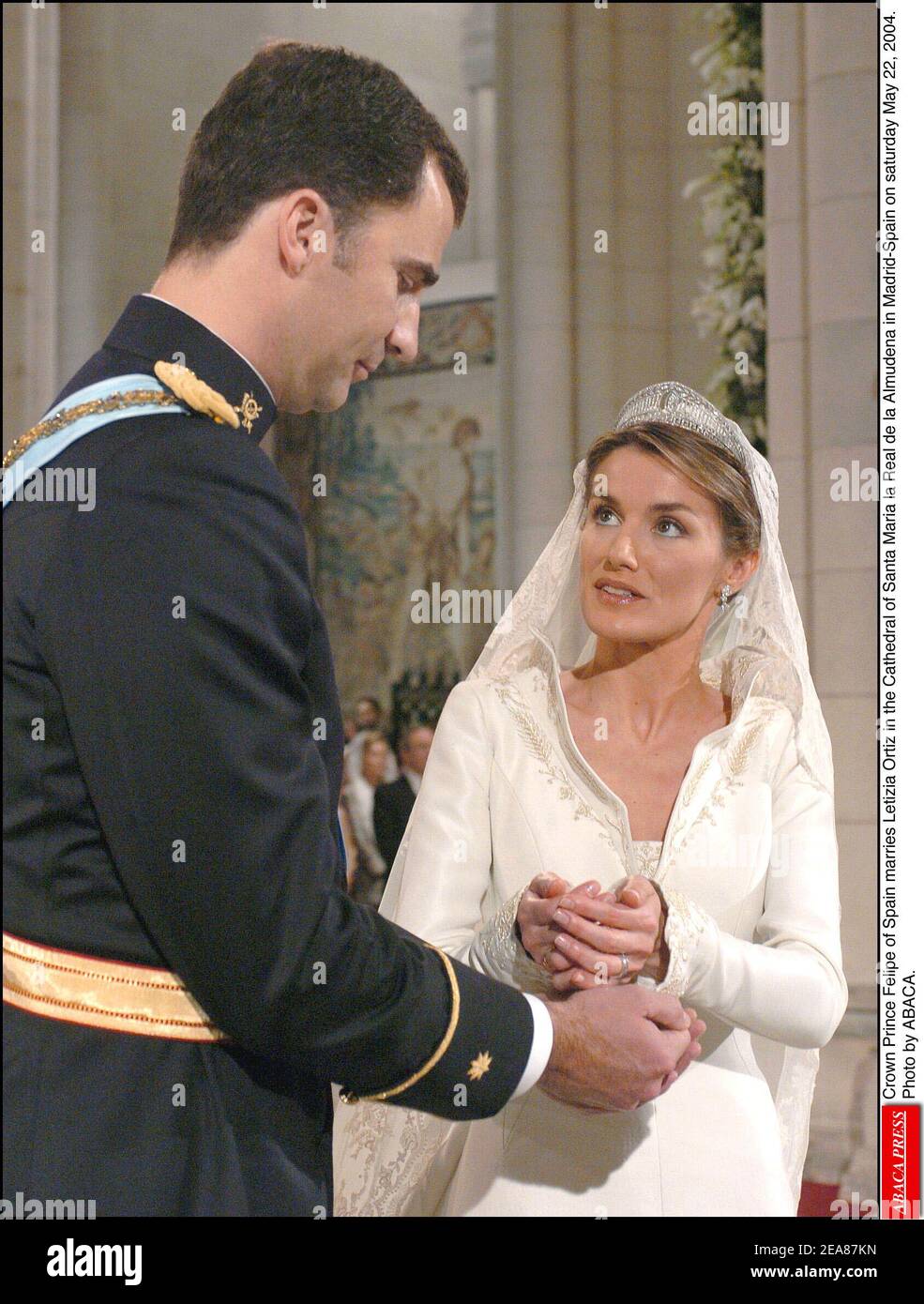 Kronprinz Felipe von Spanien heiratet Letizia Ortiz in der Kathedrale Santa Maria la Real de la Almudena in Madrid-Spanien am samstag, 22. Mai 2004. Foto von ABACA. Stockfoto