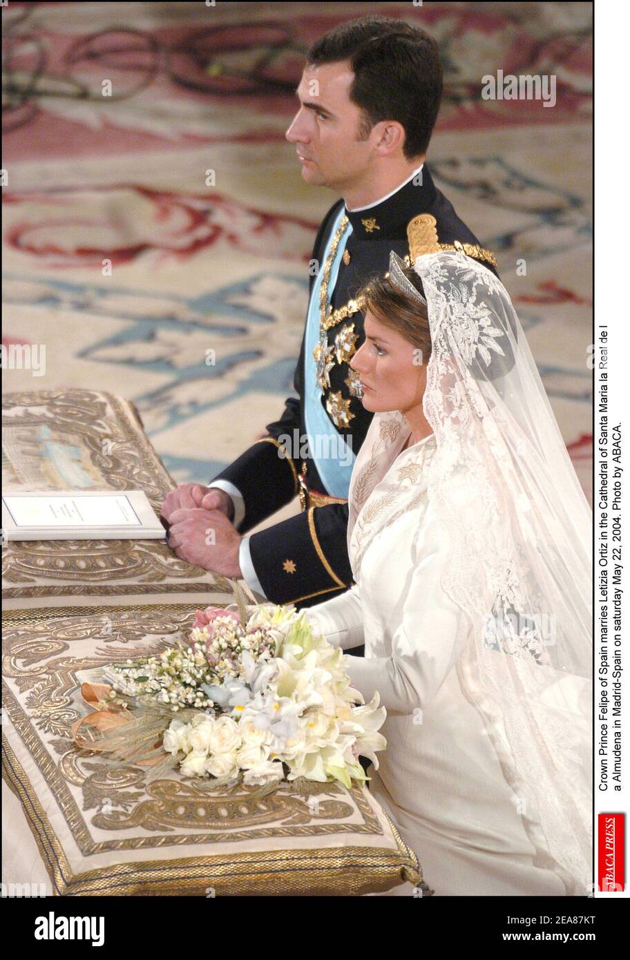 Kronprinz Felipe von Spanien heiratet Letizia Ortiz in der Kathedrale Santa Maria la Real de la Almudena in Madrid-Spanien am samstag, 22. Mai 2004. Foto von ABACA. Stockfoto