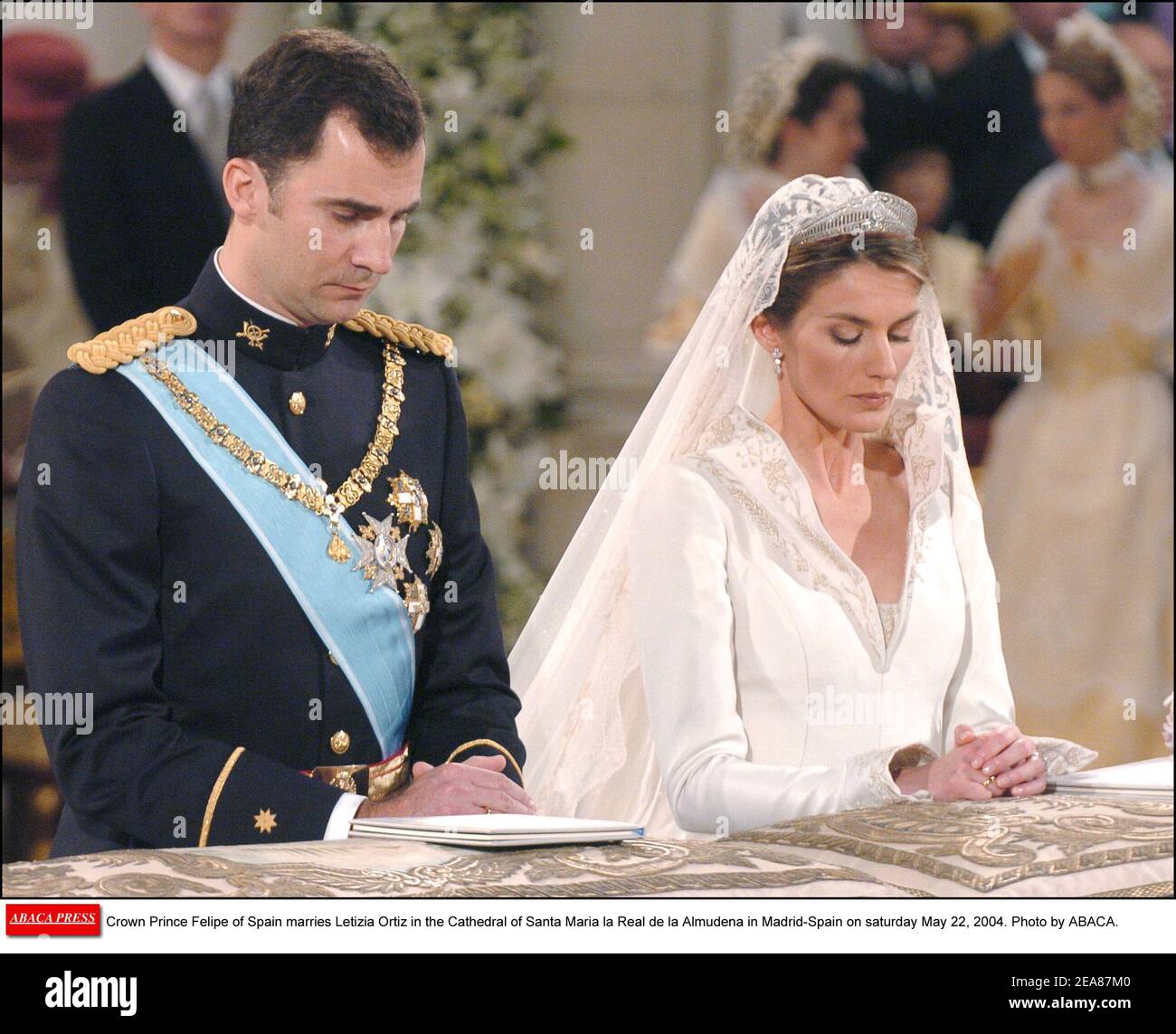 Kronprinz Felipe von Spanien heiratet Letizia Ortiz in der Kathedrale Santa Maria la Real de la Almudena in Madrid-Spanien am samstag, 22. Mai 2004. Foto von ABACA. Stockfoto