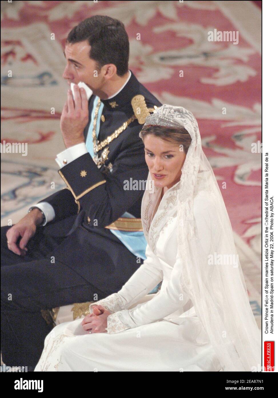 Kronprinz Felipe von Spanien heiratet Letizia Ortiz in der Kathedrale Santa Maria la Real de la Almudena in Madrid-Spanien am samstag, 22. Mai 2004. Foto von ABACA. Stockfoto