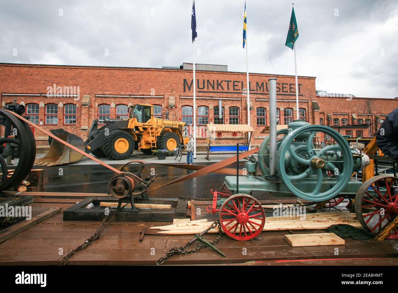 ESKILSTUNA Munktell Industriemuseum mit historischen Objekten aus der Blütezeit Der Fabrik Stockfoto