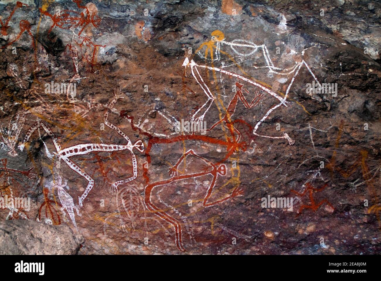 Australien, Northern Territory, Felsmalereien der Aborigines am Nourlangie Rock im Kakadu National Park Stockfoto