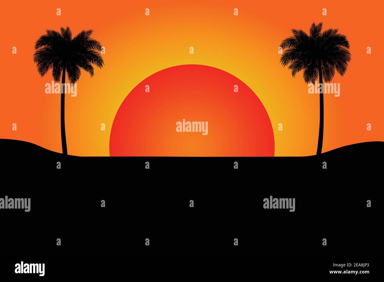 Tropische Wüste bei Sonnenuntergang. Stock Vektor