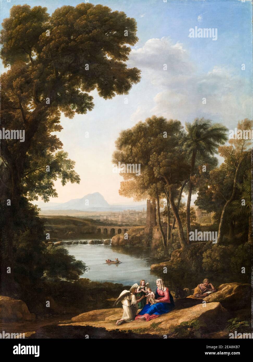 Ruhe auf der Flucht nach Ägypten, Gemälde von Claude Lorrain, 1640-1645 Stockfoto